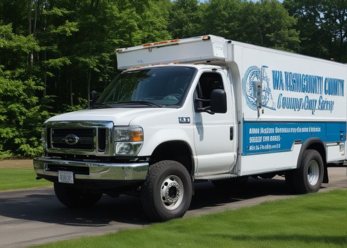 Washington County Glass service truck at customer location
