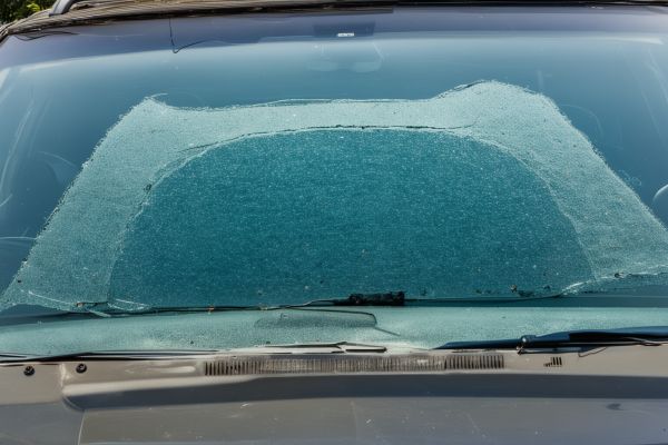 Windshield with multiple rock chips before repair